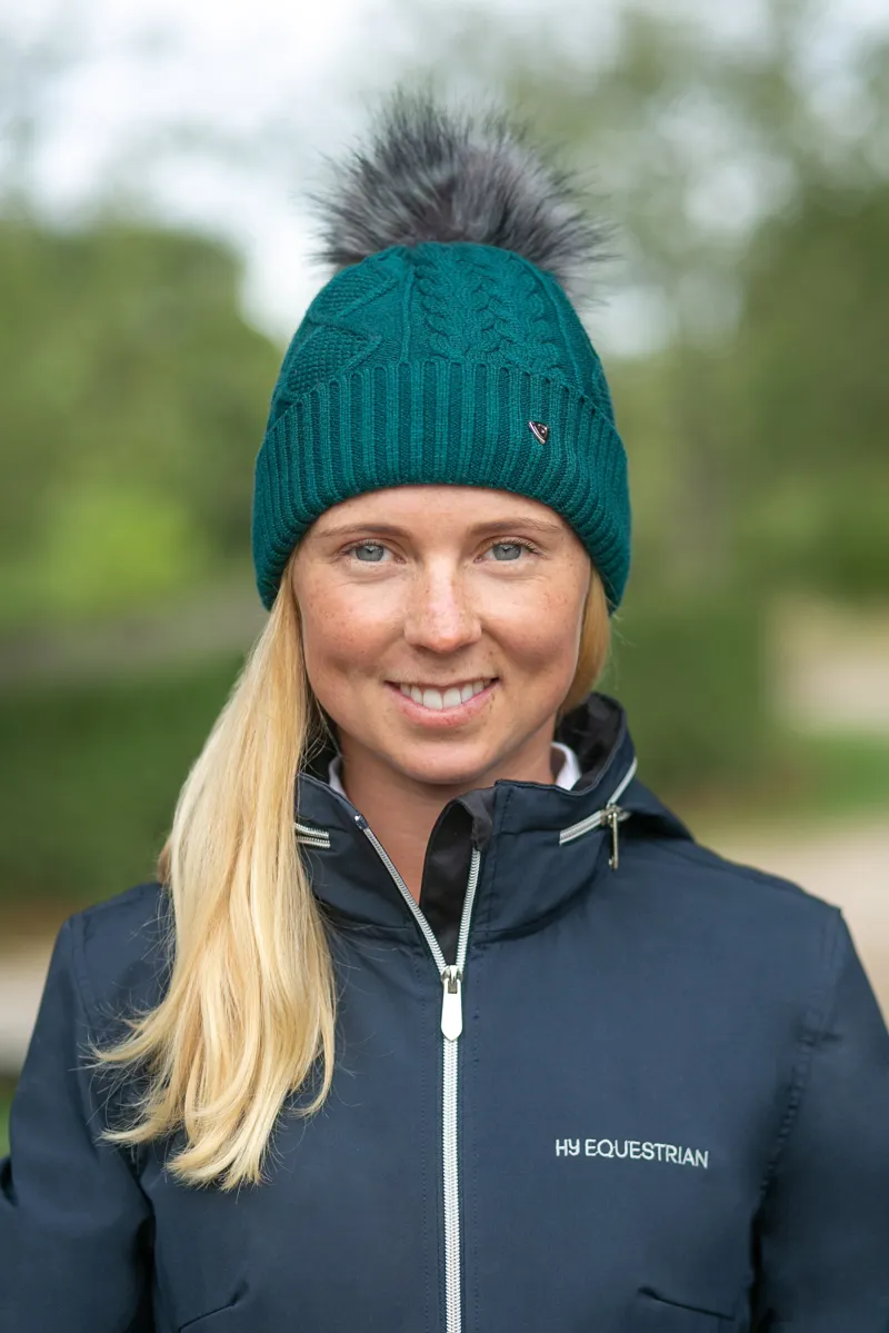 Hy Equestrian Vanoise Knitted Bobble Hat - Alpine Green-1